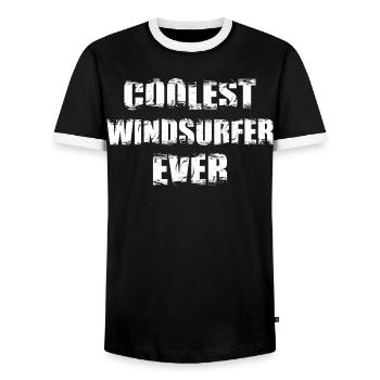 Coolest Windsurfer Ever - Men's Ringer Shirt - black/white - Front - AI Model Female 172 light (172cm) & AI Model Male 178 light (178cm)