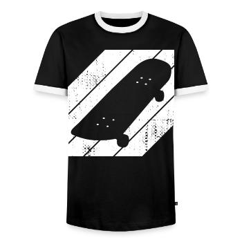 Dessin de planche à roulettes - T-shirt contrasté Homme - noir/blanc - Devant - AI Model Female 172 light (172cm) & AI Model Male 178 light (178cm)