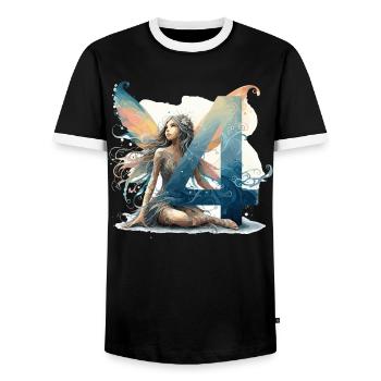 4 Jahre Fee Elfe Geburtstag Geschenk - Männer Kontrast-T-Shirt - Schwarz/Weiß - Vorne - AI Model Female 172 light (172cm) & AI Model Male 178 light (178cm)