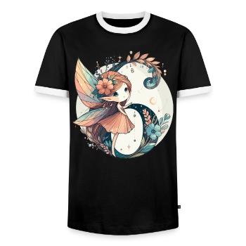 6 Jahre Fee Elfe Geburtstag Geschenk - Männer Kontrast-T-Shirt - Schwarz/Weiß - Vorne - AI Model Female 172 light (172cm) & AI Model Male 178 light (178cm)