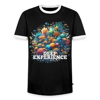 Deep Experience Coral Fish Gift - Men's Ringer Shirt - black/white - Front - AI Model Female 172 light (172cm) & AI Model Male 178 light (178cm)