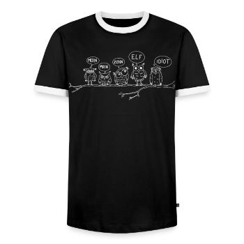 moin eulen lustig tiere wortspiel morgen hamburg - Männer Kontrast-T-Shirt - Schwarz/Weiß - Vorne - AI Model Female 172 light (172cm) & AI Model Male 178 light (178cm)