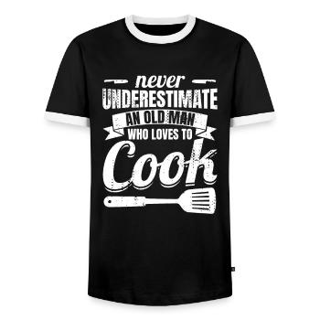 Grand-père cuisinier - T-shirt contrasté Homme - noir/blanc - Devant - AI Model Female 172 light (172cm) & AI Model Male 178 light (178cm)