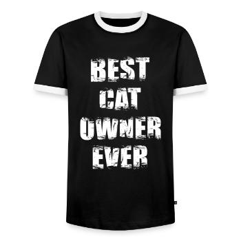 Best Cat Owner - Men's Ringer Shirt - black/white - Front - AI Model Female 172 light (172cm) & AI Model Male 178 light (178cm)