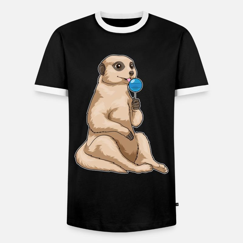 Erdmännchen Lutscher - Männer Kontrast-T-Shirt - Schwarz/Weiß