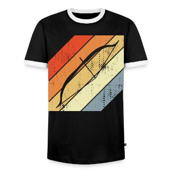 Retro Archery - Men's Ringer Shirt - black/white - Front - AI Model Female 172 light (172cm) & AI Model Male 178 light (178cm)
