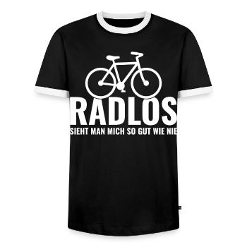Fahrrad - Männer Kontrast-T-Shirt - Schwarz/Weiß - Vorne - AI Model Female 172 light (172cm) & AI Model Male 178 light (178cm)