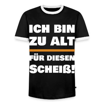 Ich bin zu alt für diesen Scheiß - Männer Kontrast-T-Shirt - Schwarz/Weiß - Vorne - AI Model Female 172 light (172cm) & AI Model Male 178 light (178cm)