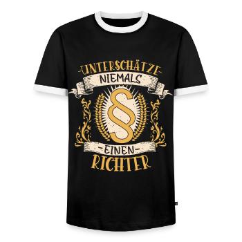 Richter Geschenk Gerechtigkeit Lustig - Männer Kontrast-T-Shirt - Schwarz/Weiß - Vorne - AI Model Female 172 light (172cm) & AI Model Male 178 light (178cm)