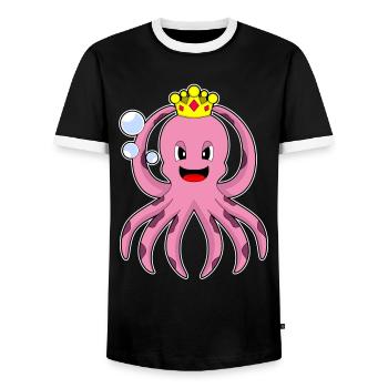 Couronne de pieuvre - T-shirt contrasté Homme - noir/blanc - Devant - AI Model Female 172 light (172cm) & AI Model Male 178 light (178cm)