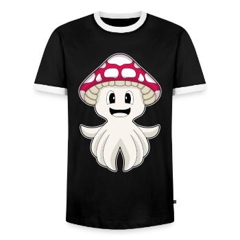 Octopus Mushroom - Men's Ringer Shirt - black/white - Front - AI Model Female 172 light (172cm) & AI Model Male 178 light (178cm)
