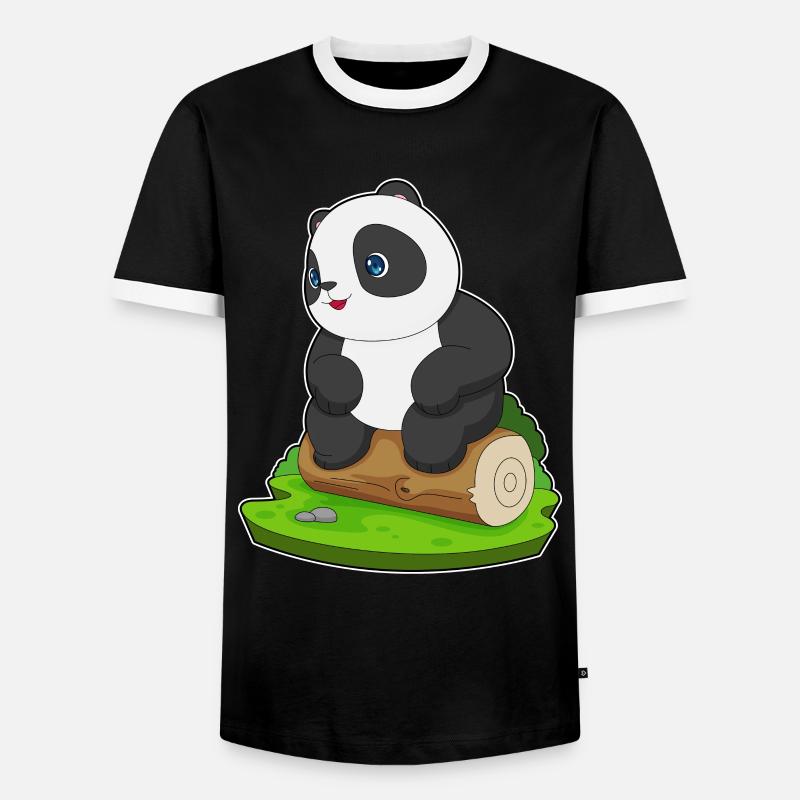 Panda Baumstamm - Männer Kontrast-T-Shirt - Schwarz/Weiß