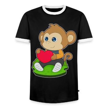 Affe Herz - Männer Kontrast-T-Shirt - Schwarz/Weiß - Vorne - AI Model Female 172 light (172cm) & AI Model Male 178 light (178cm)