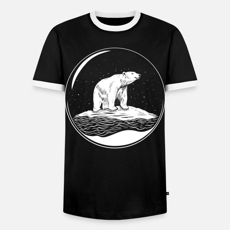 Eisbär auf Eisscholle Save the polarbear - Männer Kontrast-T-Shirt - Schwarz/Weiß