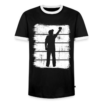 Painters and varnishers - Men's Ringer Shirt - black/white - Front - AI Model Female 172 light (172cm) & AI Model Male 178 light (178cm)