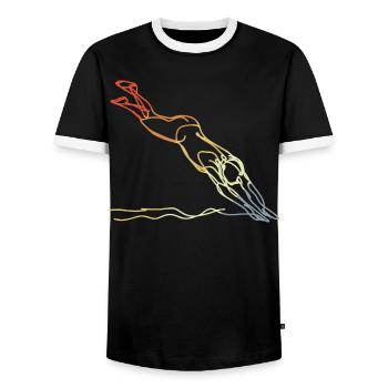 Schwimmen Vintage Look - Männer Kontrast-T-Shirt - Schwarz/Weiß - Vorne - AI Model Female 172 light (172cm) & AI Model Male 178 light (178cm)