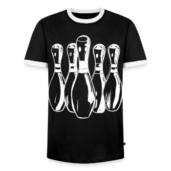 Quilles de bowling de dessin animé - T-shirt contrasté Homme - noir/blanc - Devant - AI Model Female 172 light (172cm) & AI Model Male 178 light (178cm)