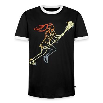 Filles Lacrosse Style Rétro - T-shirt contrasté Homme - noir/blanc - Devant - AI Model Female 172 light (172cm) & AI Model Male 178 light (178cm)