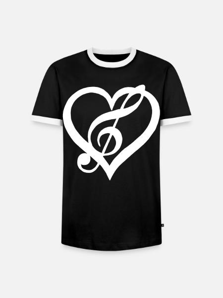 Music in the Heart (White) - Men's Ringer Shirt - black/white