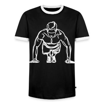 Bodybuilder Sketch - Men's Ringer Shirt - black/white - Front - AI Model Female 172 light (172cm) & AI Model Male 178 light (178cm)