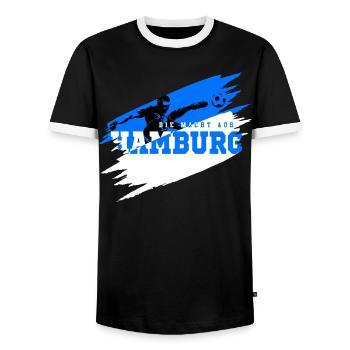 Fußball Hamburg Norden Fan - Männer Kontrast-T-Shirt - Schwarz/Weiß - Vorne - AI Model Female 172 light (172cm) & AI Model Male 178 light (178cm)