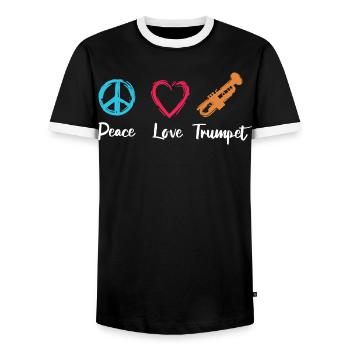 Trompette Paix Amour - T-shirt contrasté Homme - noir/blanc - Devant - AI Model Female 172 light (172cm) & AI Model Male 178 light (178cm)