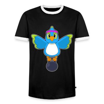 Papagei Bodybuilder Hantel Bodybuilding - Männer Kontrast-T-Shirt - Schwarz/Weiß - Vorne - AI Model Female 172 light (172cm) & AI Model Male 178 light (178cm)