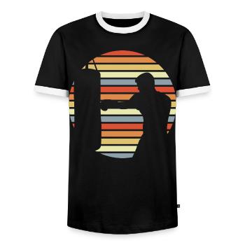 Boxer Drawing - Men's Ringer Shirt - black/white - Front - AI Model Female 172 light (172cm) & AI Model Male 178 light (178cm)
