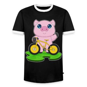 Vélo de cochon - T-shirt contrasté Homme - noir/blanc - Devant - AI Model Female 172 light (172cm) & AI Model Male 178 light (178cm)