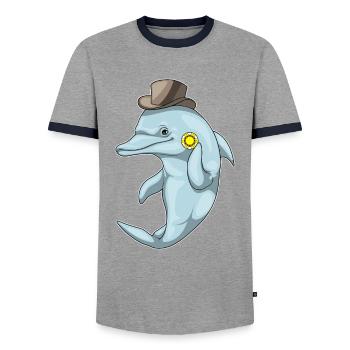 Dolphin Poker Jetons de Poker - T-shirt contrasté Homme - gris/marine  - Devant - AI Model Female 172 light (172cm) & AI Model Male 178 light (178cm)
