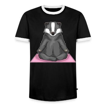 Badger Yoga Fitness Meditation - T-shirt contrasté Homme - noir/blanc - Devant - AI Model Female 172 light (172cm) & AI Model Male 178 light (178cm)