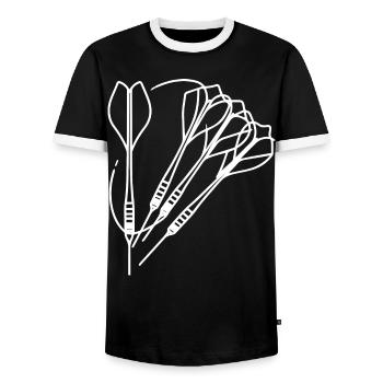 Dartpfeile Zeichnung - Männer Kontrast-T-Shirt - Schwarz/Weiß - Vorne - AI Model Female 172 light (172cm) & AI Model Male 178 light (178cm)