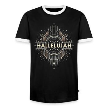 Hallelujah Deco Glyph - Männer Kontrast-T-Shirt - Schwarz/Weiß - Vorne - AI Model Female 172 light (172cm) & AI Model Male 178 light (178cm)