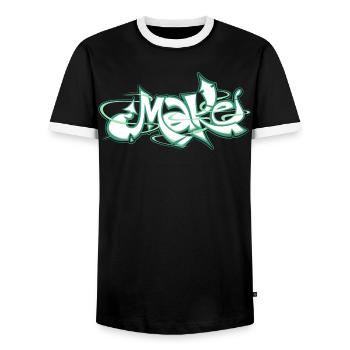 Le mot vert fait des graffitis - T-shirt contrasté Homme - noir/blanc - Devant - AI Model Female 172 light (172cm) & AI Model Male 178 light (178cm)