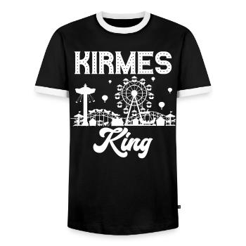 Funfair, King, Fair, Fair, Folk Festival - Men's Ringer Shirt - black/white - Front - AI Model Female 172 light (172cm) & AI Model Male 178 light (178cm)