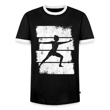 Yogini Zeichnung - Männer Kontrast-T-Shirt - Schwarz/Weiß - Vorne - AI Model Female 172 light (172cm) & AI Model Male 178 light (178cm)