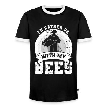 Funny Beekeeper Joke - Men's Ringer Shirt - black/white - Front - AI Model Female 172 light (172cm) & AI Model Male 178 light (178cm)