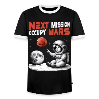 Raumfahrt Roter Planet, Next Mission – Occupy Mars - Männer Kontrast-T-Shirt - Schwarz/Weiß - Vorne - AI Model Female 172 light (172cm) & AI Model Male 178 light (178cm)