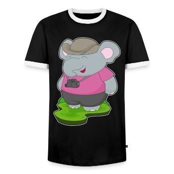 Elephant Photographer Camera - Men's Ringer Shirt - black/white - Front - AI Model Female 172 light (172cm) & AI Model Male 178 light (178cm)