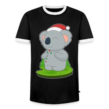 Koala Christmas Candy Cane - Men's Ringer Shirt - black/white - Front - AI Model Female 172 light (172cm) & AI Model Male 178 light (178cm)