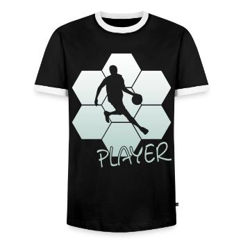 Basketball - Männer Kontrast-T-Shirt - Schwarz/Weiß - Vorne - AI Model Female 172 light (172cm) & AI Model Male 178 light (178cm)