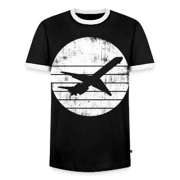 Flugzeug Zeichnung - Männer Kontrast-T-Shirt - Schwarz/Weiß - Vorne - AI Model Female 172 light (172cm) & AI Model Male 178 light (178cm)