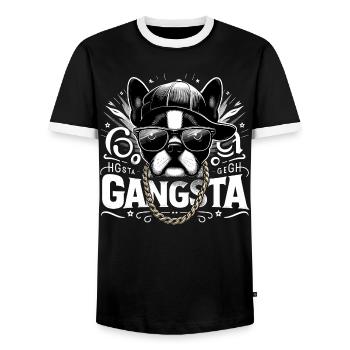 Boston Terrier Gangsta Gangster chien cadeau - T-shirt contrasté Homme - noir/blanc - Devant - AI Model Female 172 light (172cm) & AI Model Male 178 light (178cm)