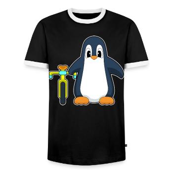 Vélo pingouin - T-shirt contrasté Homme - noir/blanc - Devant - AI Model Female 172 light (172cm) & AI Model Male 178 light (178cm)