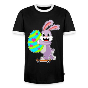 Hase Ostern Skateboard - Männer Kontrast-T-Shirt - Schwarz/Weiß - Vorne - AI Model Female 172 light (172cm) & AI Model Male 178 light (178cm)