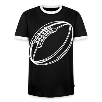 Dessin de ballon de rugby - T-shirt contrasté Homme - noir/blanc - Devant - AI Model Female 172 light (172cm) & AI Model Male 178 light (178cm)