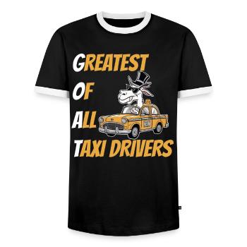 Le plus grand de tous les chauffeurs de taxi Lama chèvre Fun Cab - T-shirt contrasté Homme - noir/blanc - Devant - AI Model Female 172 light (172cm) & AI Model Male 178 light (178cm)