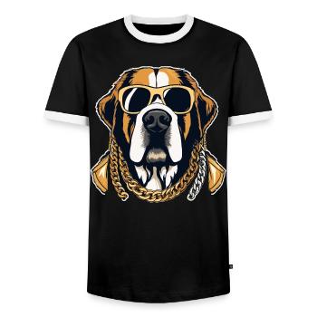 Bernhardiner Gangsta Gangster Hund Geschenk - Männer Kontrast-T-Shirt - Schwarz/Weiß - Vorne - AI Model Female 172 light (172cm) & AI Model Male 178 light (178cm)