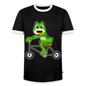 Frog Bicycle - Men's Ringer Shirt - black/white - Front - AI Model Female 172 light (172cm) & AI Model Male 178 light (178cm)