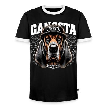 Bloodhound Gangsta Gangster Chien Cadeau - T-shirt contrasté Homme - noir/blanc - Devant - AI Model Female 172 light (172cm) & AI Model Male 178 light (178cm)